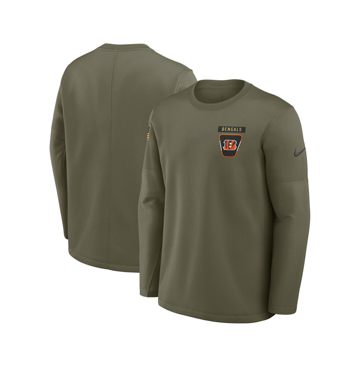 Мужская футболка Nike Olive Cincinnati Bengals 2025 Salute to Service Sideline Coaches Therma-FIT Long Sleeve — фото 1