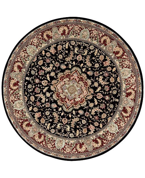 Nourison Wool & Silk 2000 2005 Black 4' Round Rug & Reviews Rugs Macy's
