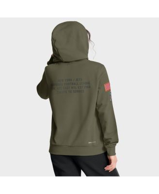 Women's Olive New York Jets 2025 Salute to Service Sideline Standard Issue Dri-FIT Hoodie