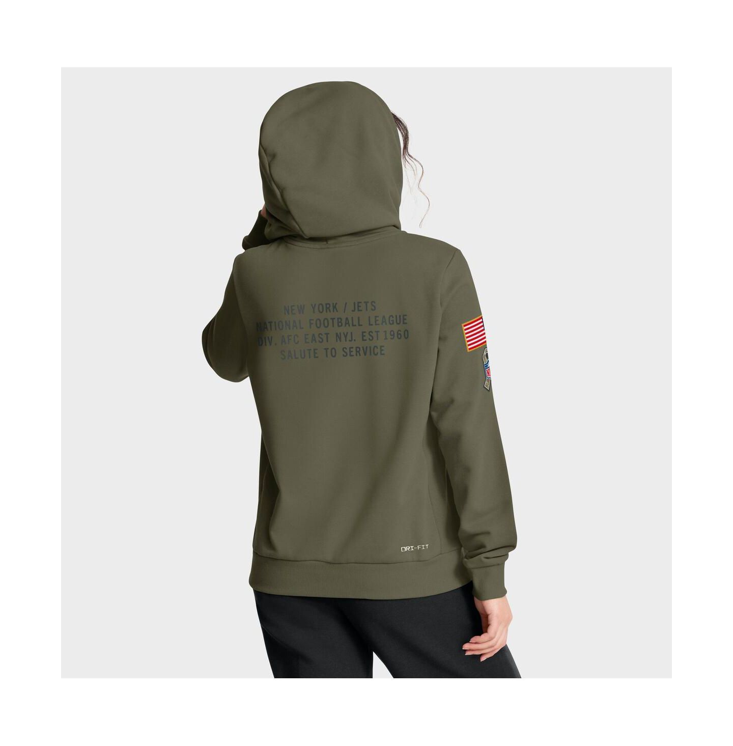 Женское худи Nike Olive New York Jets 2025 Salute to Service Sideline Standard Issue Dri-FIT — фото 2