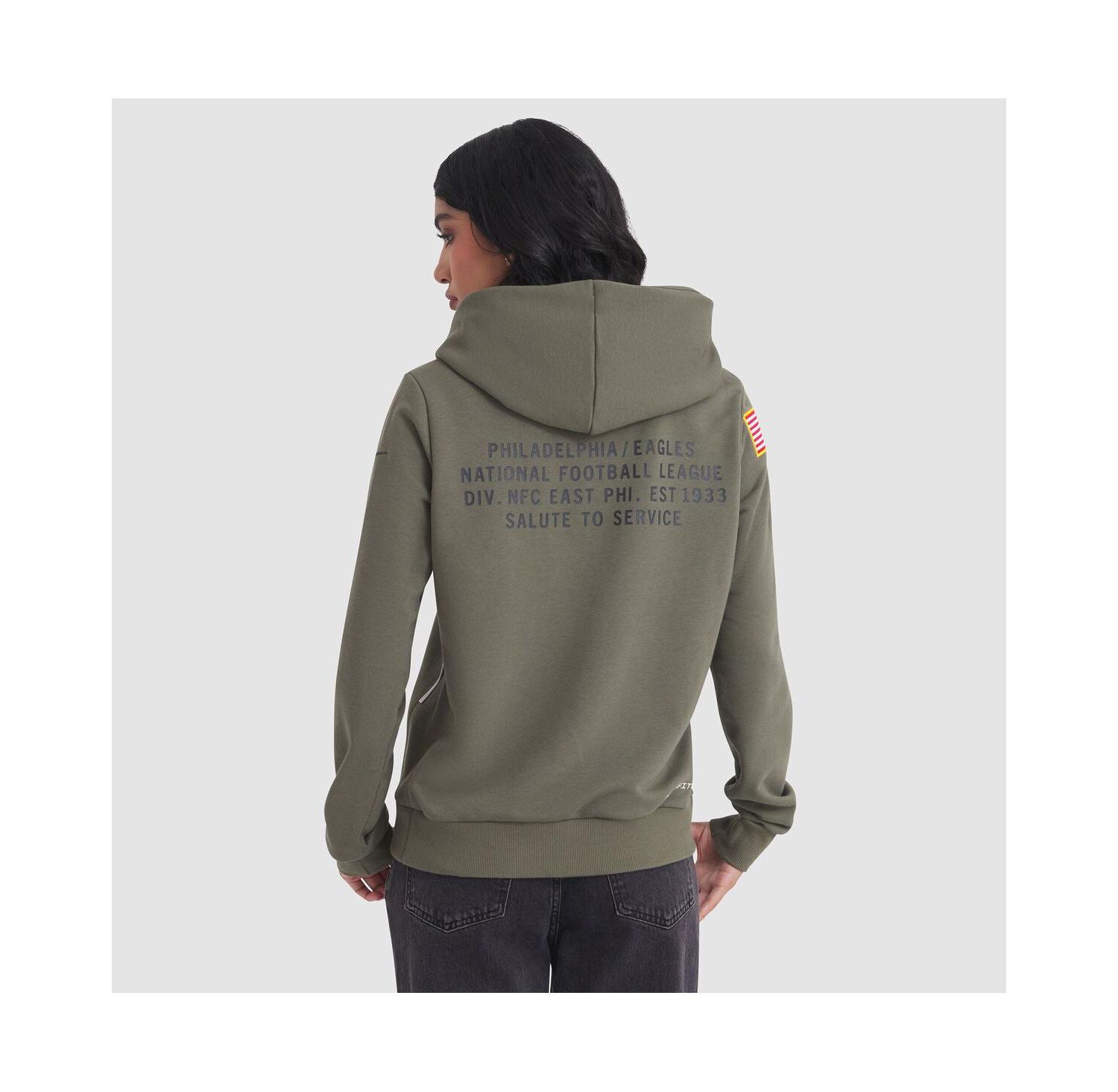 Women's Olive Philadelphia Eagles 2025 Salute to Service Sideline Standard Issue Dri-FIT Hoodie