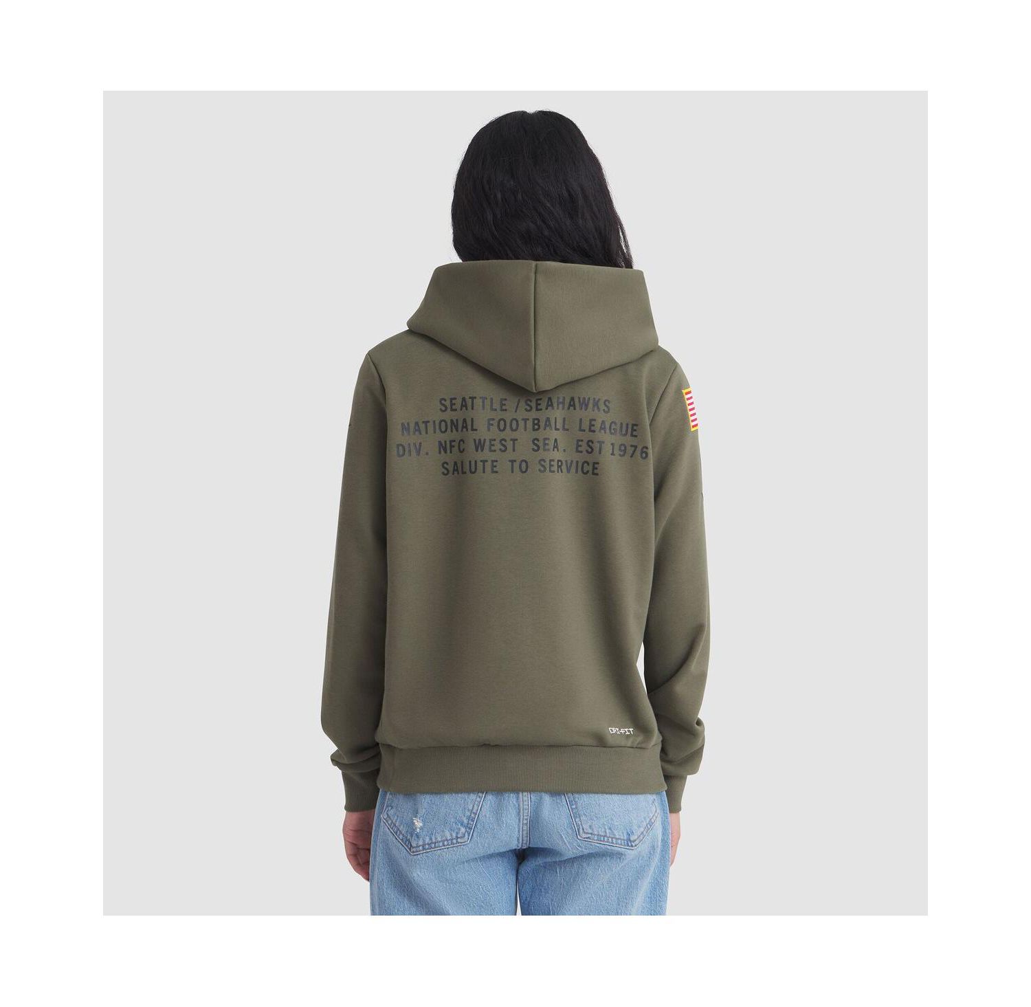 Women's Olive Seattle Seahawks 2025 Salute to Service Sideline Standard Issue Dri-FIT Hoodie