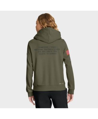 Women's Olive Tennessee Titans 2025 Salute to Service Sideline Standard Issue Dri-FIT Hoodie