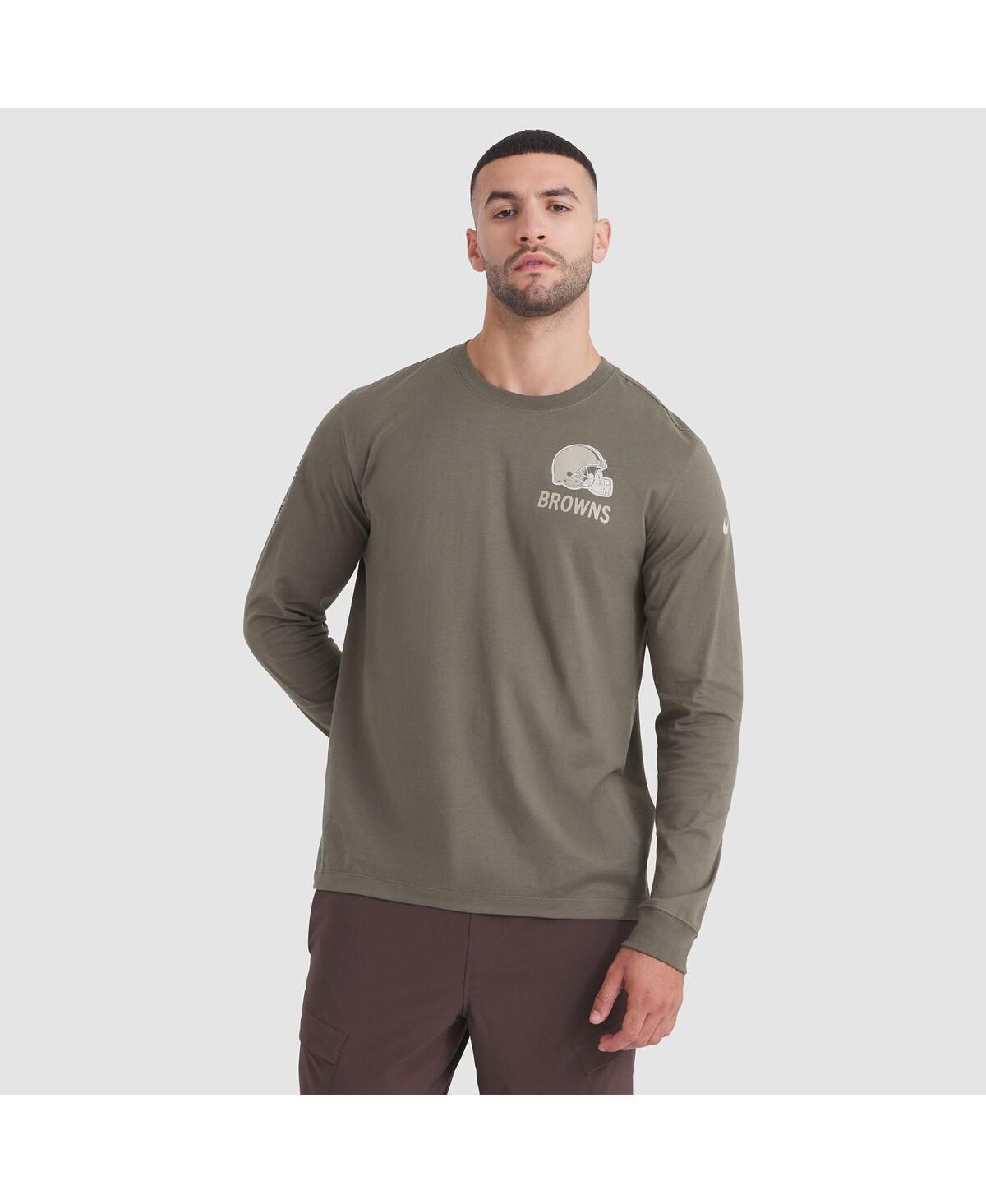 Мужская оливковая футболка Cleveland Browns 2025 Salute to Service Sideline с длинным рукавом оливкового цвета от Cleveland Browns 2025