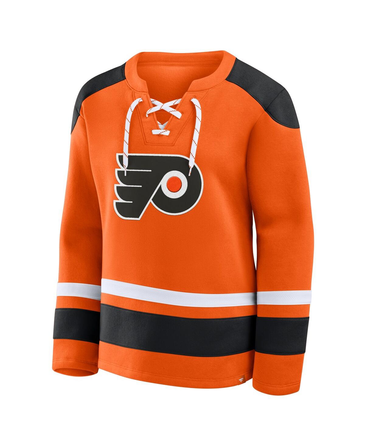 Fanatics Women's Orange Philadelphia Flyers Icing Long Sleeve Lace Up Sweatshirt In Orange
