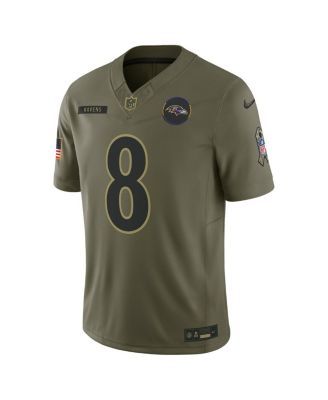 Men's Lamar Jackson Olive Baltimore Ravens 2025 Salute to Service Limited Jersey