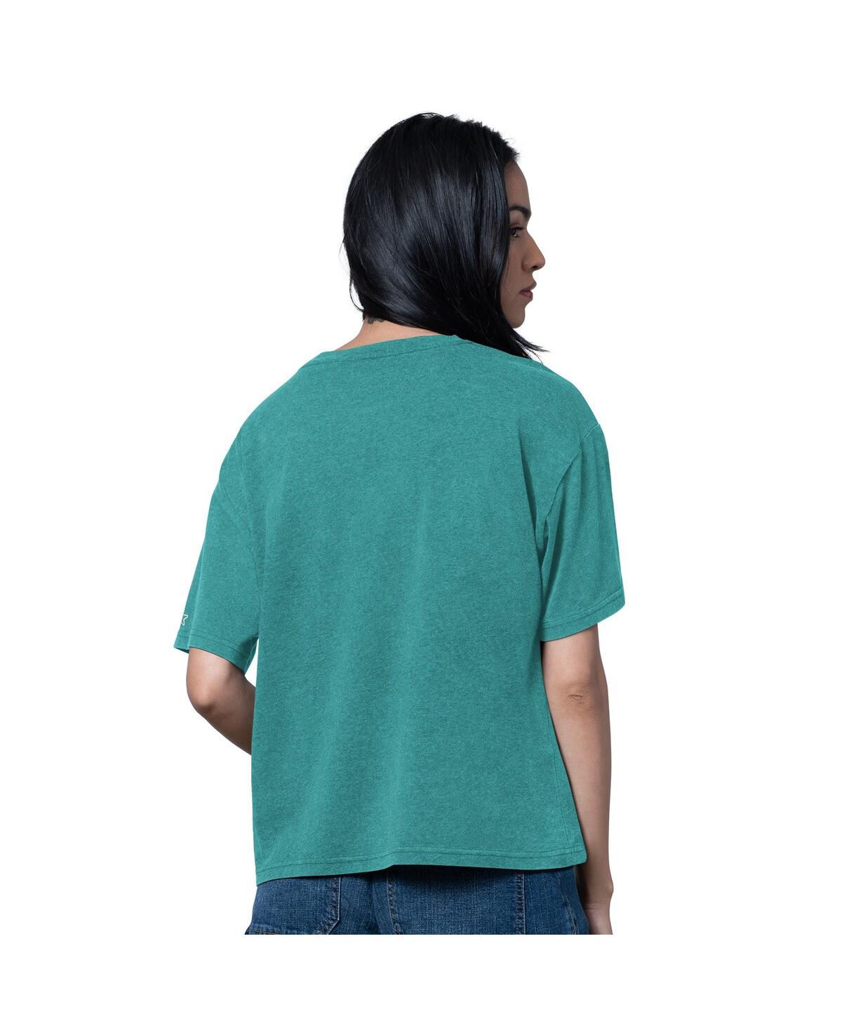 Starter Women's Heather Aqua Miami Dolphins Oversized Hall Of Fame T-shirt In Green