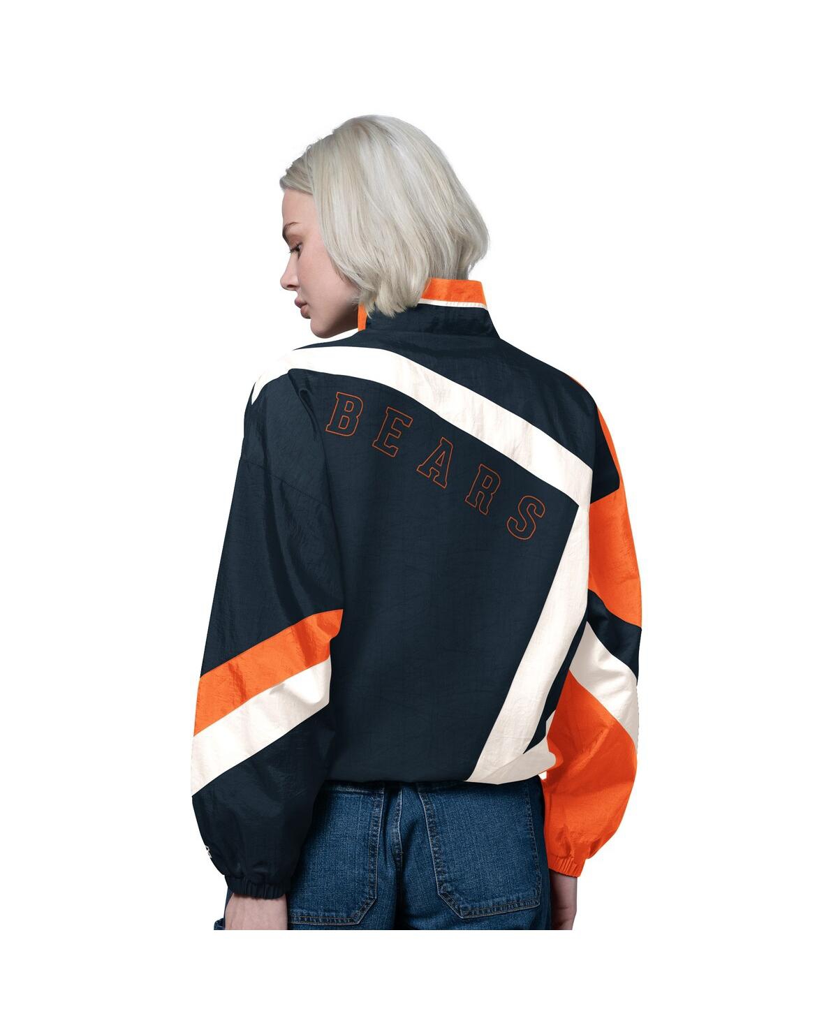 Starter Women's Navy/orange Chicago Bears 1st Quarter Full-zip Windbreaker Jacket In Black