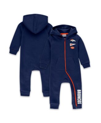 WEAR by Erin Andrews - Baby Boys and Girls Newborn Navy Denver Broncos Hooded Fleece Coverall