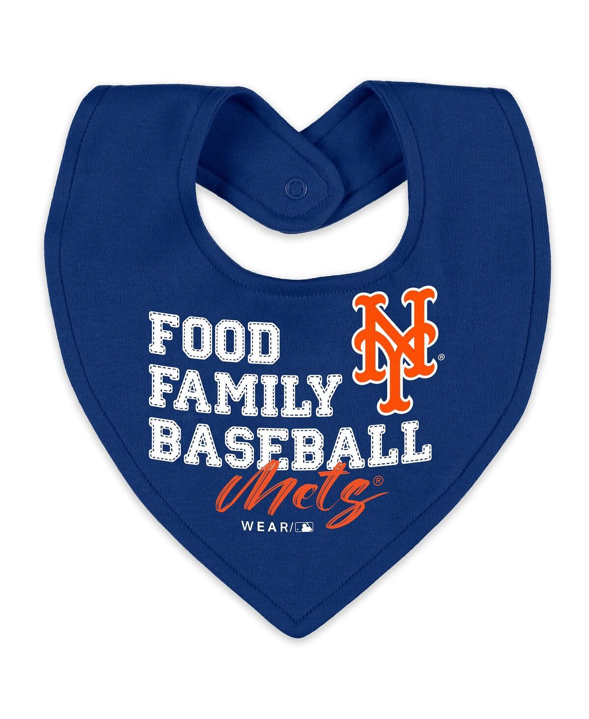 Wear By Erin Andrews Baby Boys And Girls 2-piece Heather Gray New York Mets Sleep And Play Full-zip Sleeper Bib Set In Blue