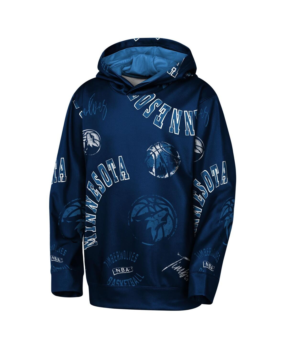 Outerstuff Big Boys And Girls Navy Minnesota Timberwolves Moving Violation Hoodie In Blue