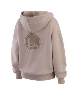 Women's Tan Golden State Warriors Washed Pullover Crew Neck Hoodie