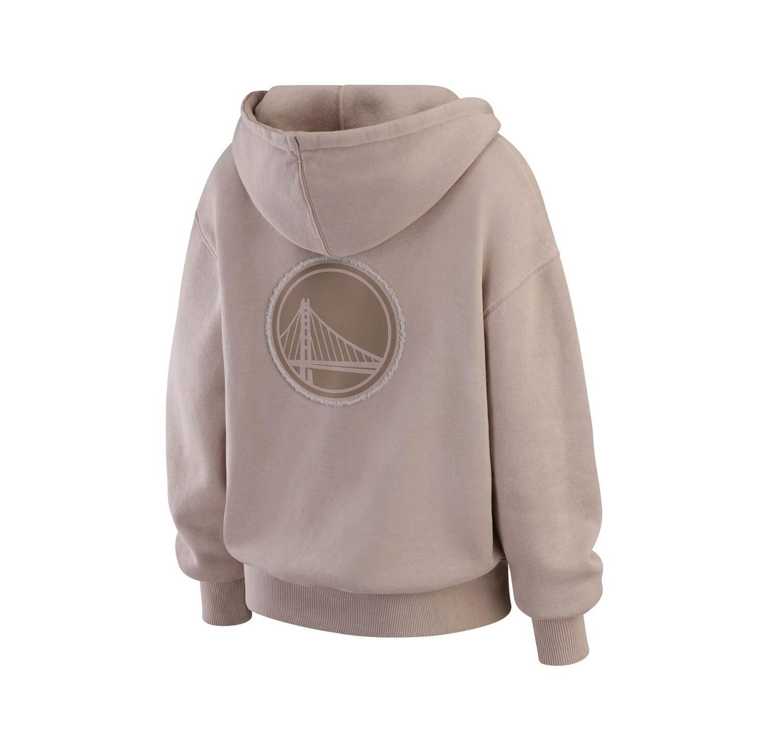 Women's Tan Golden State Warriors Washed Pullover Crew Neck Hoodie