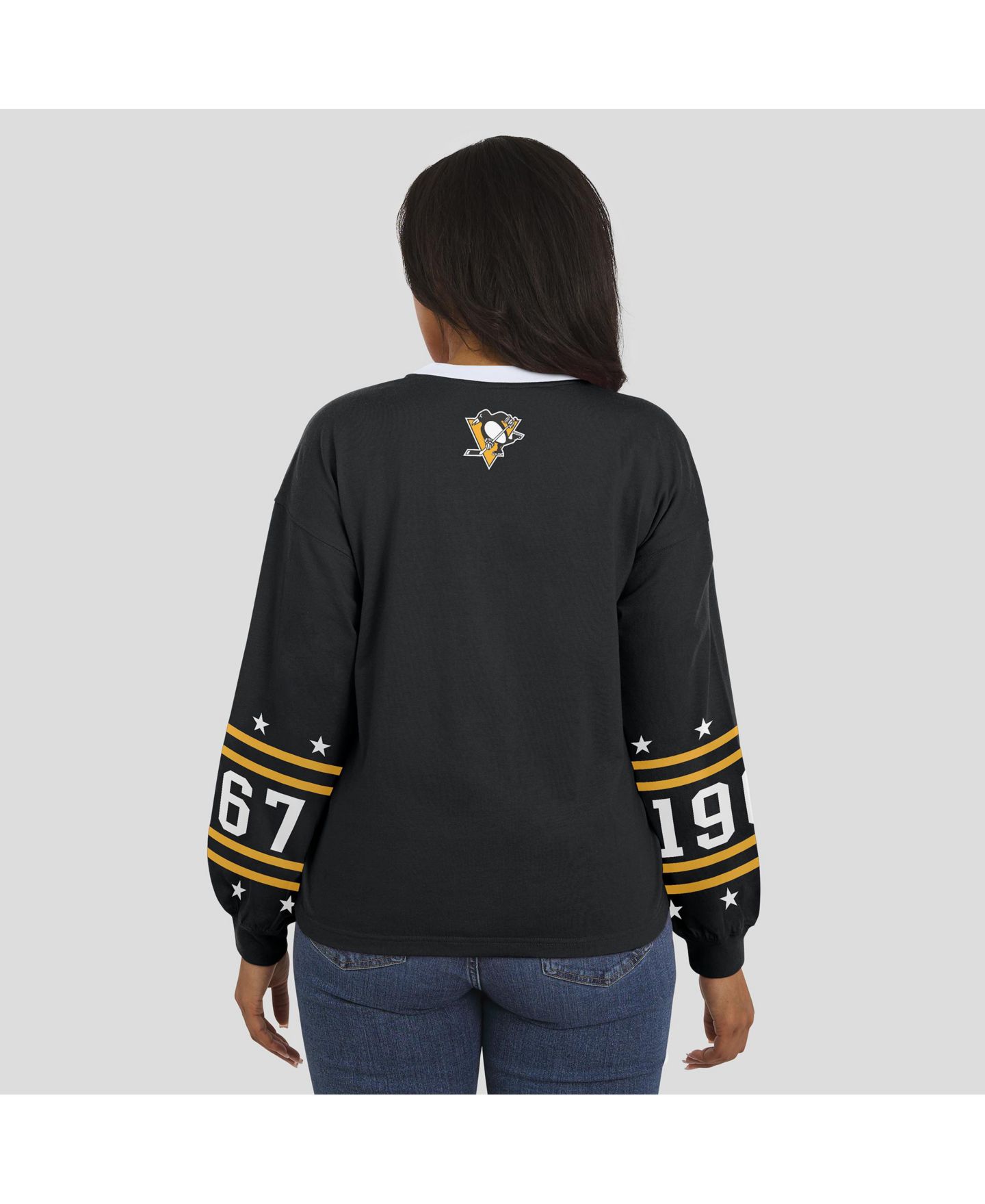Женская футболка WEAR by Erin Andrews Black Pittsburgh Penguins Long-Sleeve Sport — фото 5