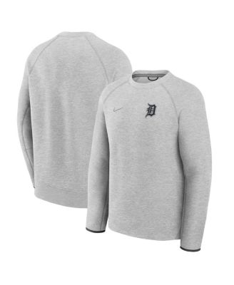 Nike - Men's Heather Charcoal Detroit Tigers Tech Fleece Raglan Sweatshirt