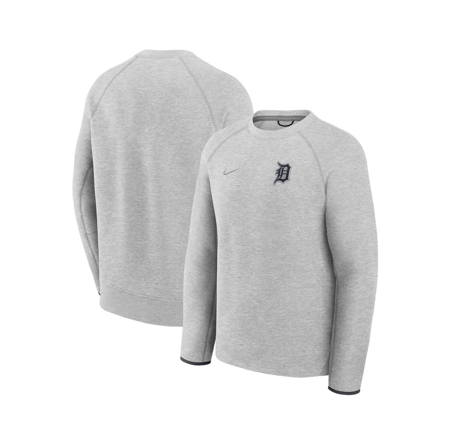 Men's Heather Charcoal Detroit Tigers Tech Fleece Raglan Sweatshirt