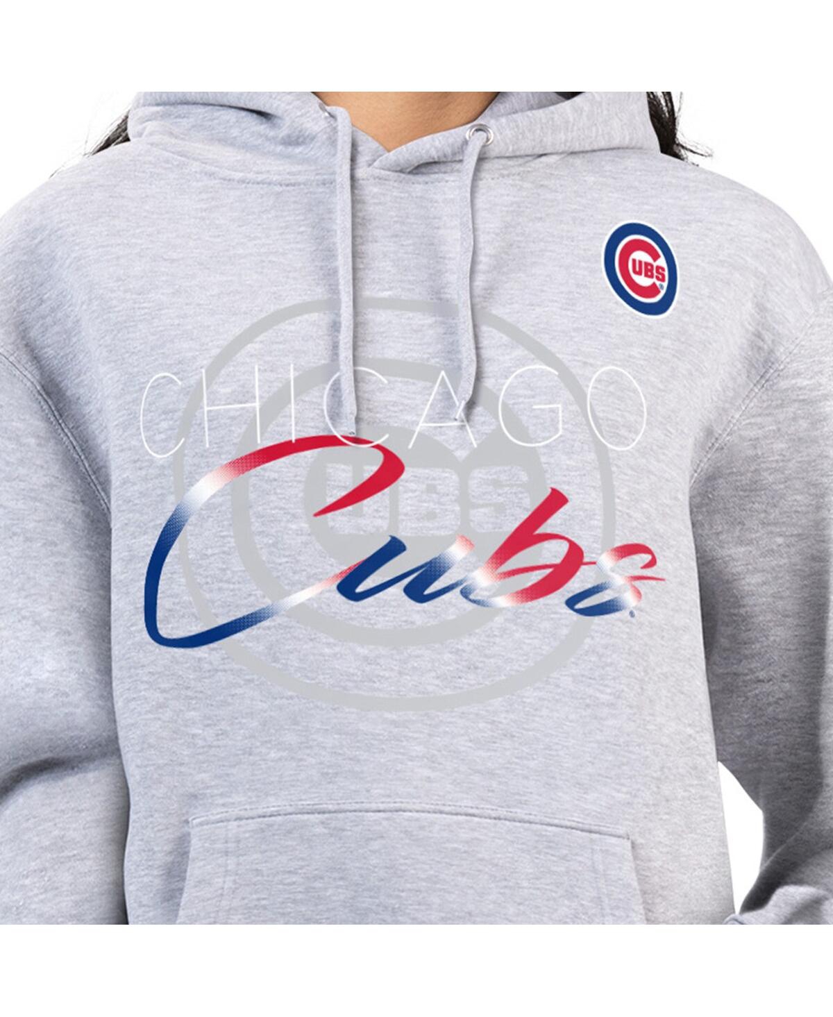 G-iii 4her By Carl Banks Women's Heather Gray Chicago Cubs Shadow Logo Graphic Pullover Hoodie In Gray