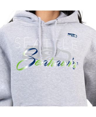 Women's Gray Seattle Seahawks Shadow Logo Fleece Pullover Hoodie