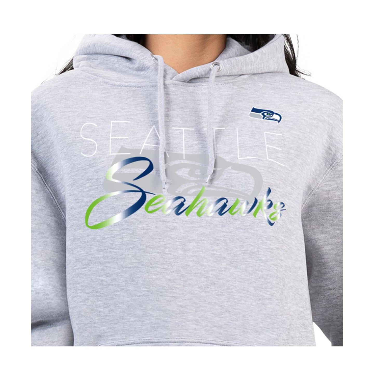 Женское худи G-III 4Her by Carl Banks Gray Seattle Seahawks Shadow Logo Fleece Pullover — фото 3