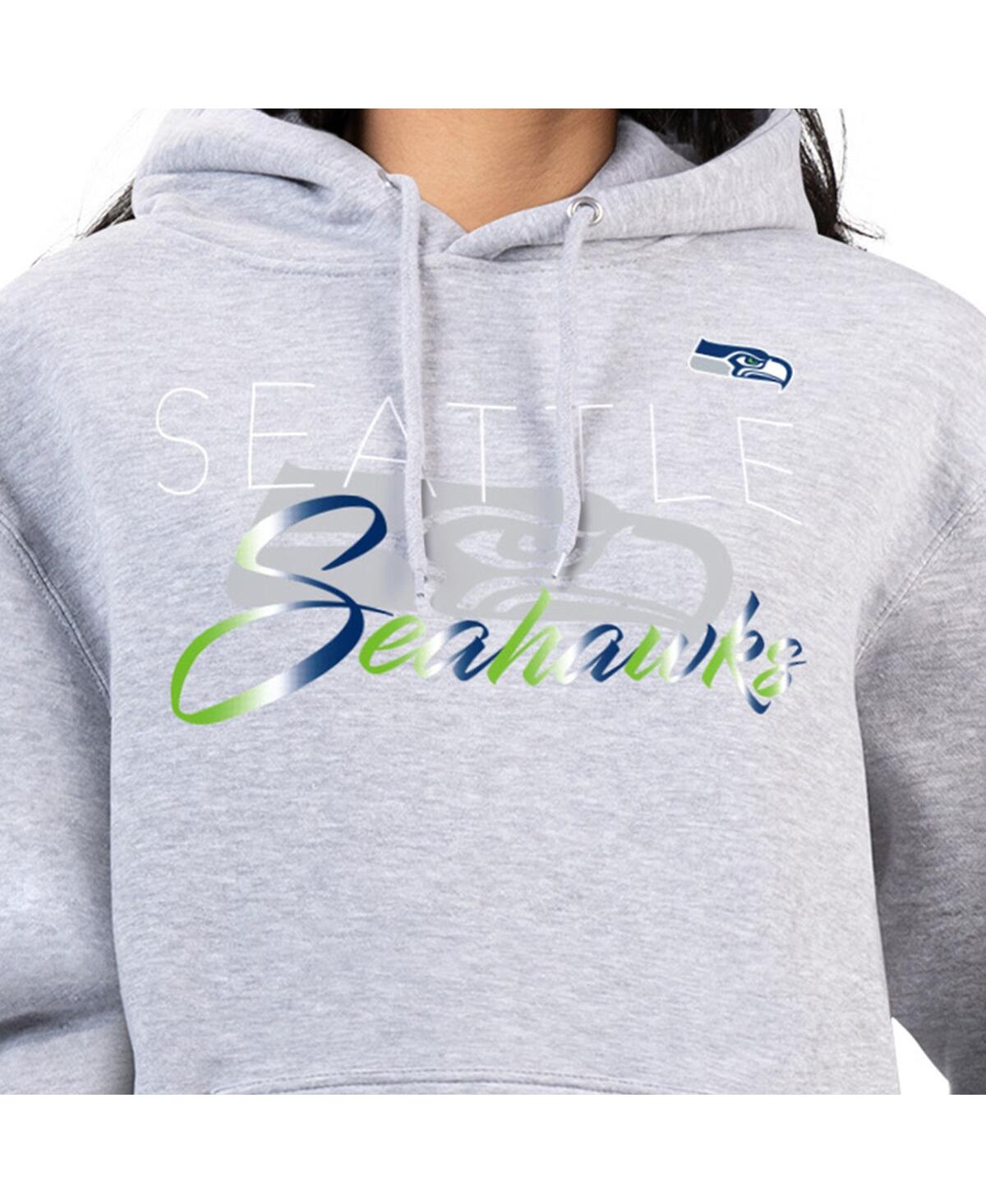 G-iii 4her By Carl Banks Women's Gray Seattle Seahawks Shadow Logo Fleece Pullover Hoodie In Gray