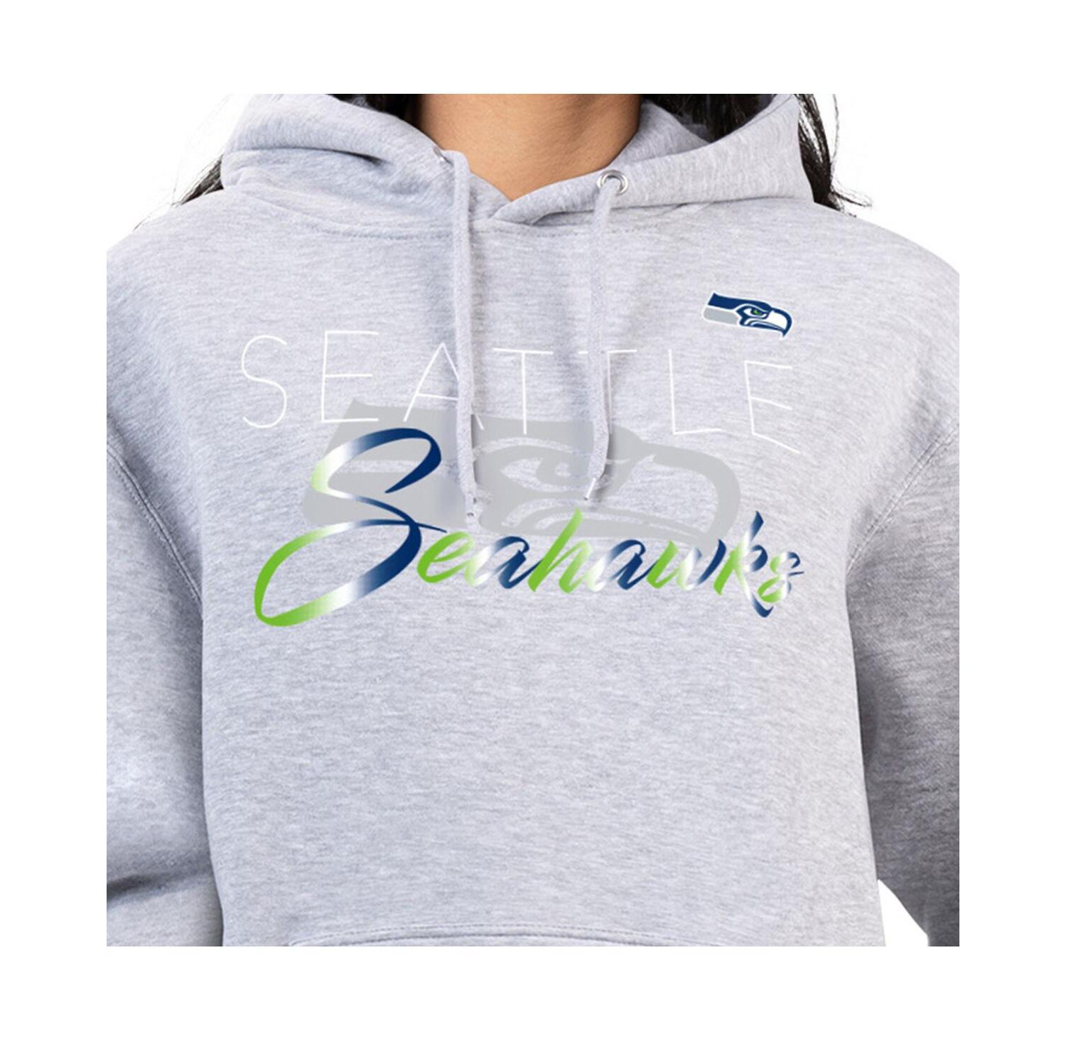 Women's Gray Seattle Seahawks Shadow Logo Fleece Pullover Hoodie