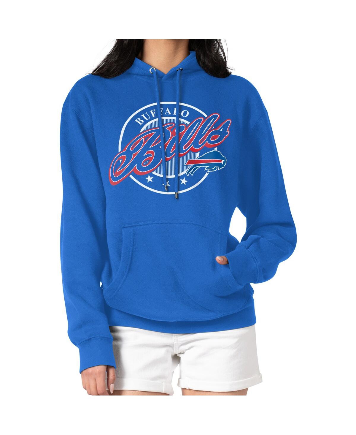 G-iii 4her By Carl Banks Women's Royal Buffalo Bills Pinstripe Circle Fleece Pullover Hoodie In Blue