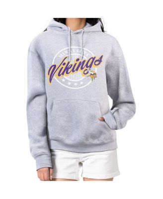 G-III 4Her by Carl Banks - Women's Gray Minnesota Vikings Pinstripe Circle Fleece Pullover Hoodie