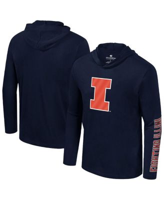 Colosseum - Men's Navy Illinois Fighting Illini Color Pop Active Blend 2-Hit Long-Sleeve Hooded T-Shirt