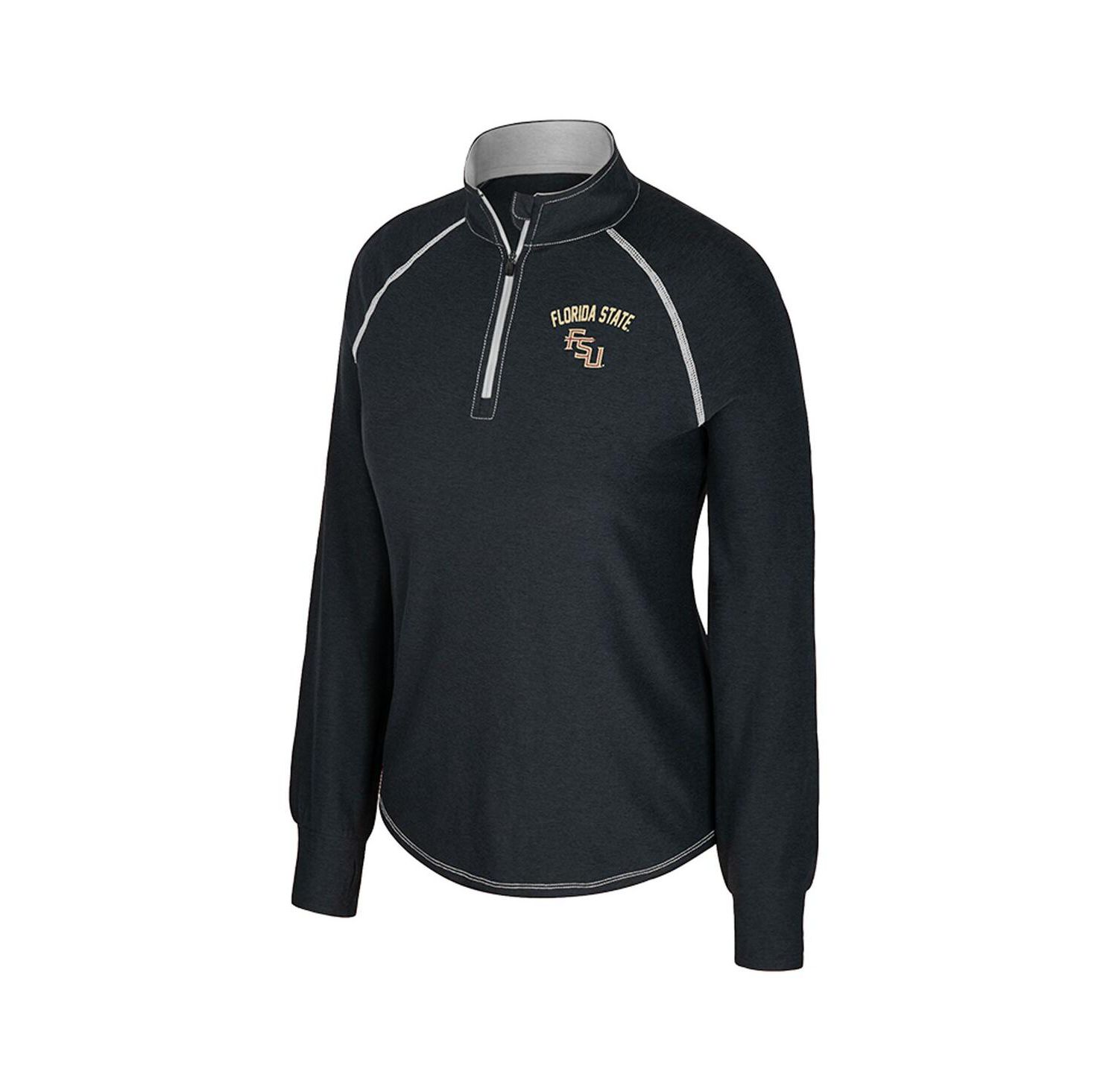 Women's Black Florida State Seminoles Bikram Raglan Quarter-Zip Top