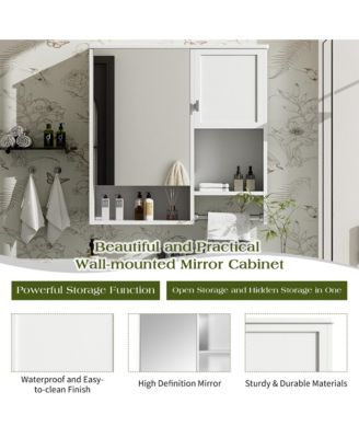 29'' x 28'' Wall Mounted Bathroom Medicine Cabinet with Mirror & Towel Bar