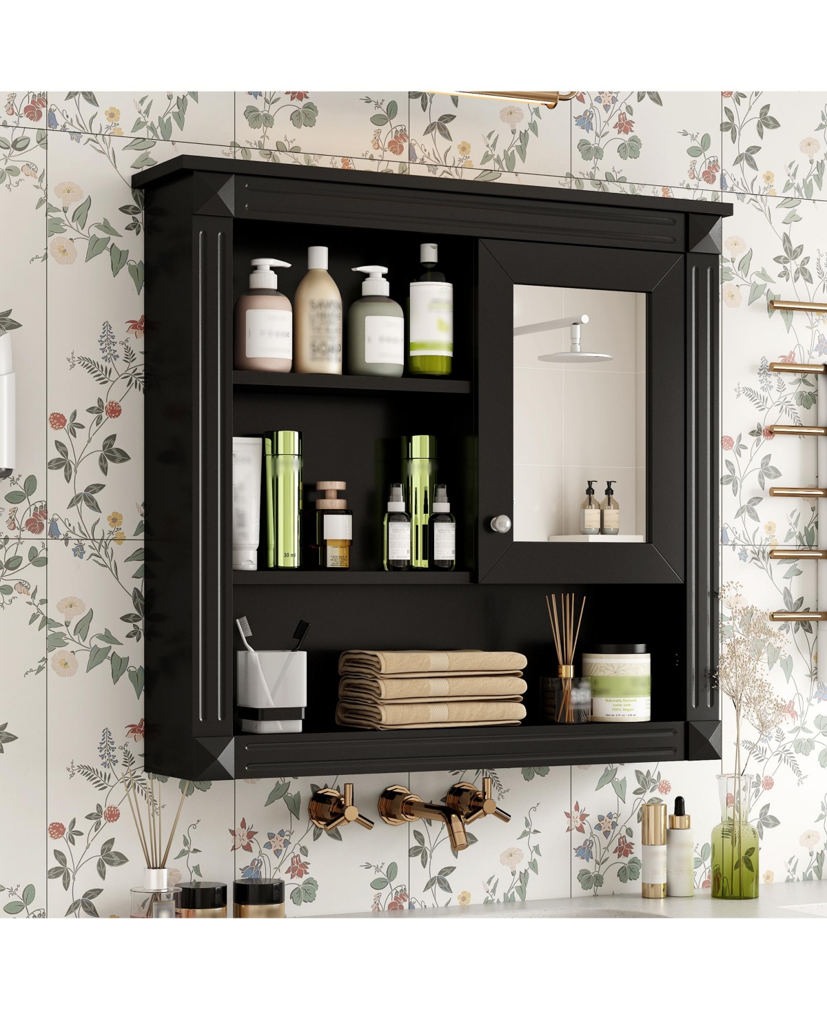 Casainc 32'' Bathroom Wall Cabinet with Mirror, Adjustable Shelves & 4 Shelves for Storage