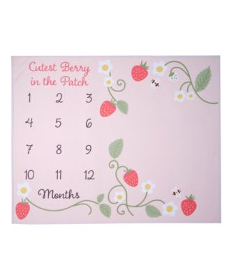 Strawberry Patch Milestone Photo Opportunity Fleece Baby Blanket