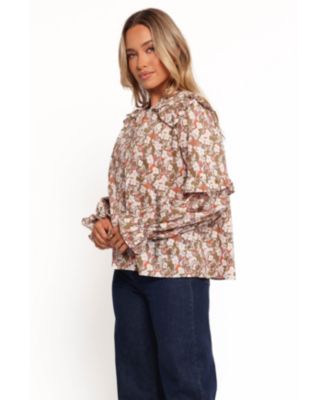 Women's Selmah Long Sleeve Top - Cream Olive Orange