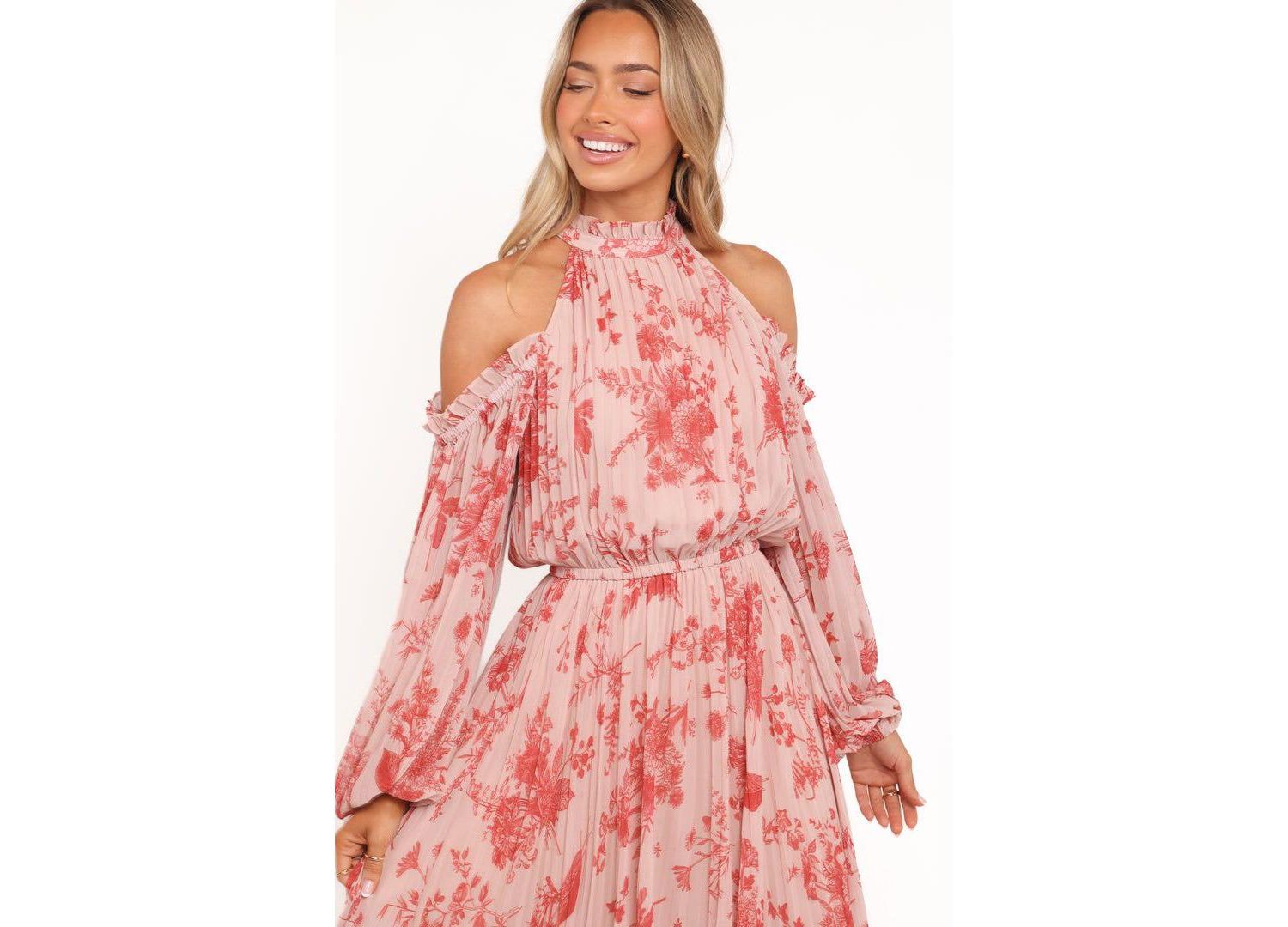 Women's Hilary Pleated Maxi Dress - Red Floral