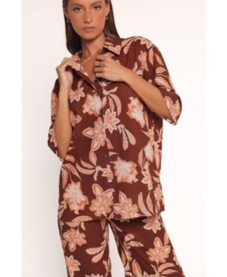Women's Samira Short Sleeve Shirt - Orange Floral