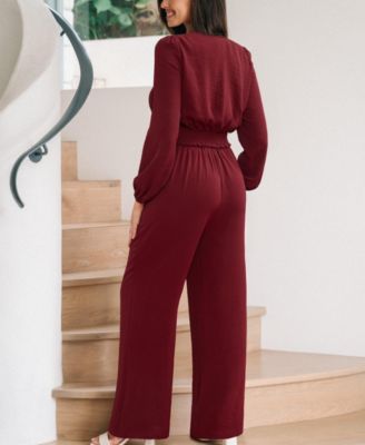 Women's Tie Front Wide Leg Matching Set