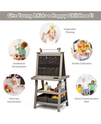 3 in 1 Double-Sided Wooden Kid's Art Easel Whiteboard