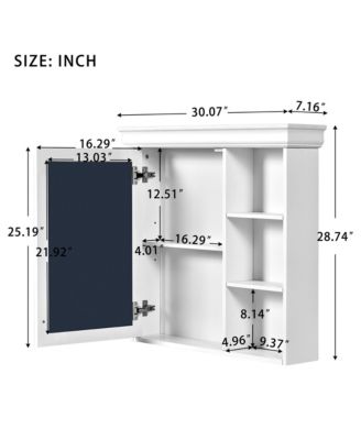 30'' x 28'' Wall Mounted Medicine Cabinet with Mirror & Storage Organizer