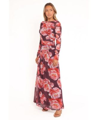 Women's Calypso Long Sleeve Maxi Dress - Burgundy Peony
