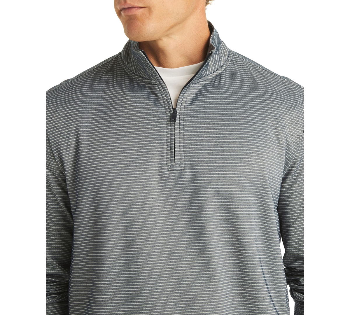 Nautica Men's Striped Quarter-zip Sweatshirt In Gray