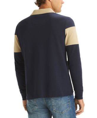 Men's Color-Block Long-Sleeve Rugby Polo Shirt