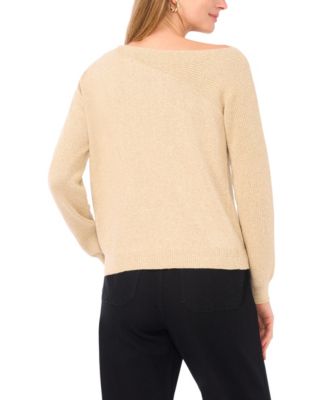 Women's Metallic Asymmetric Cutout Sweater