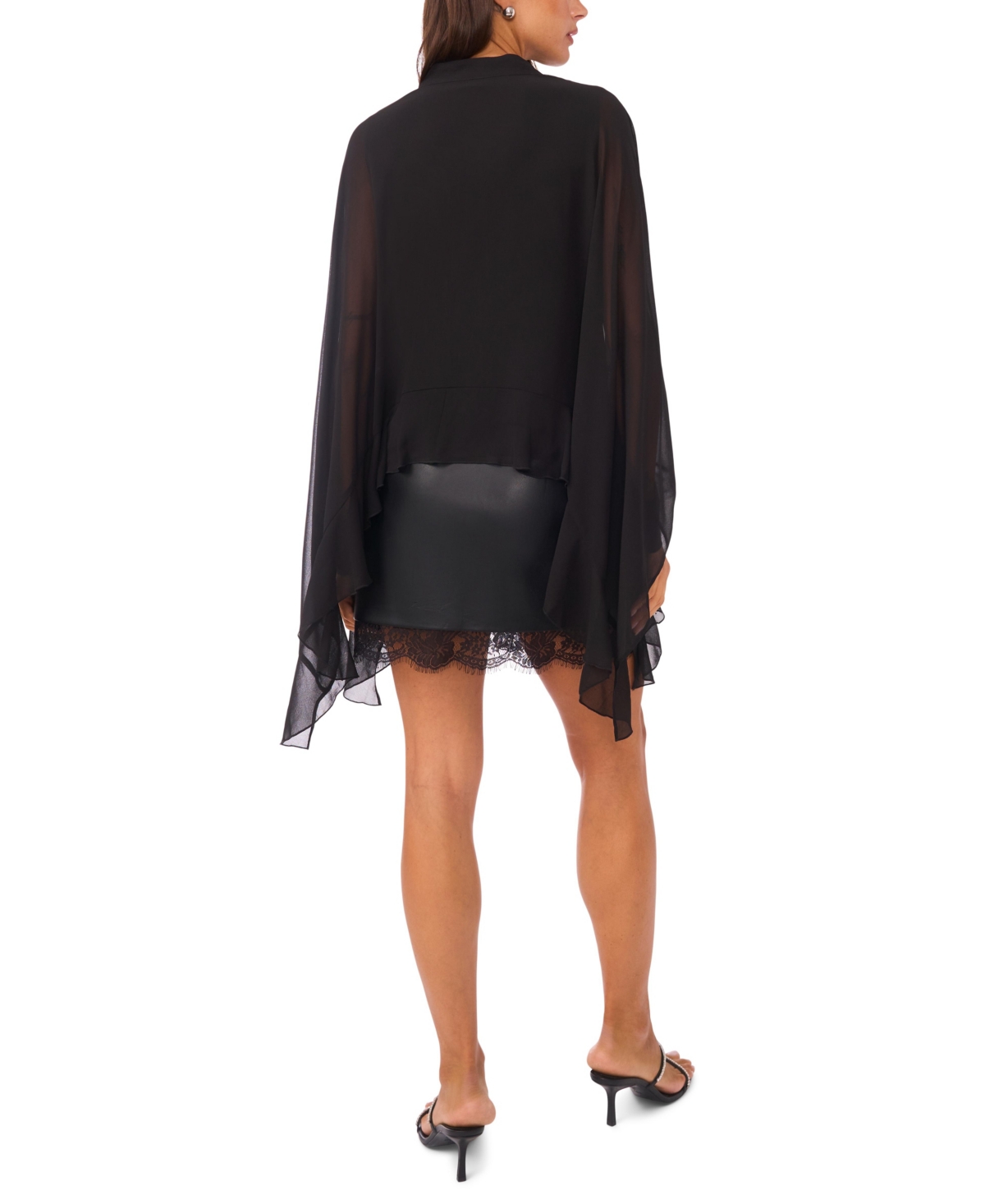 Vince Camuto Rhinestone Long Sleeve Top In Black