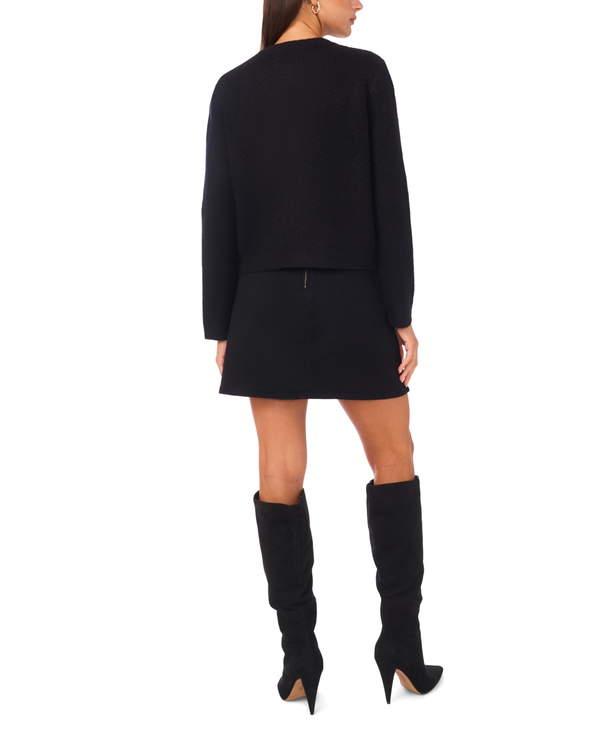 Vince Camuto Women's Patch Pockets Long Sleeves Cardigan In Black