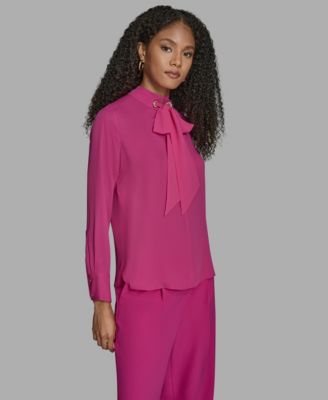 Women's Long Sleeve Tie Neck Blouse