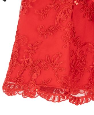 Baby Girls' Long-Sleeve Velvet Bodice Dress and Diaper Cover, 2-Piece Set