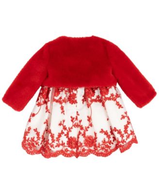 Baby Girls' Satin Embroidered Bodice Jacket Dress