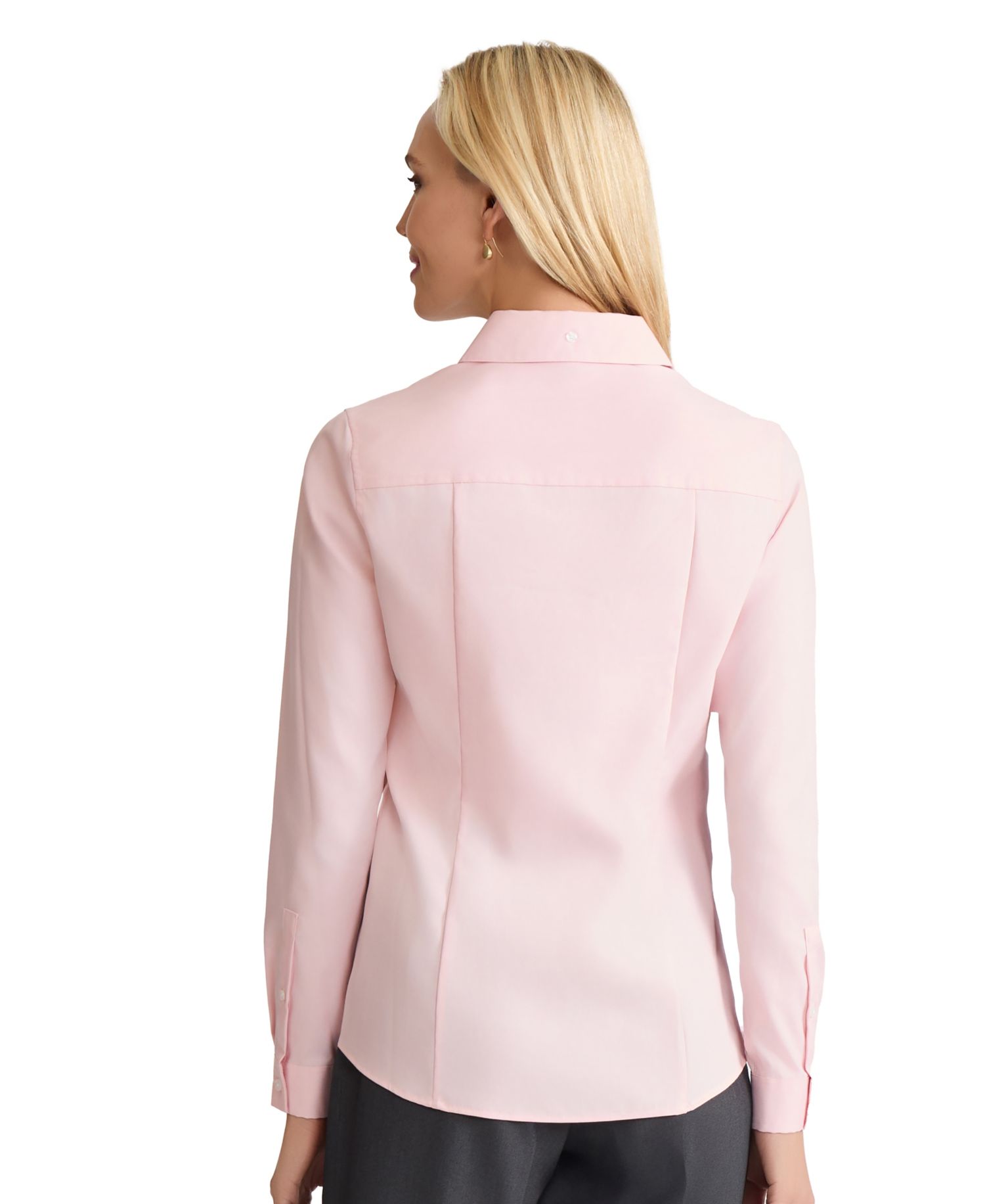 Petite Easy Care Button Up Long Sleeve Blouse