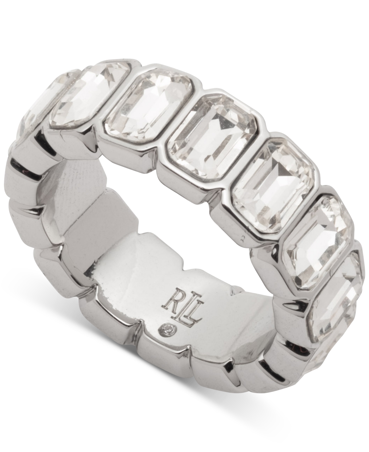 Ralph Lauren Emerald Crystal Tennis Ring In Metallic