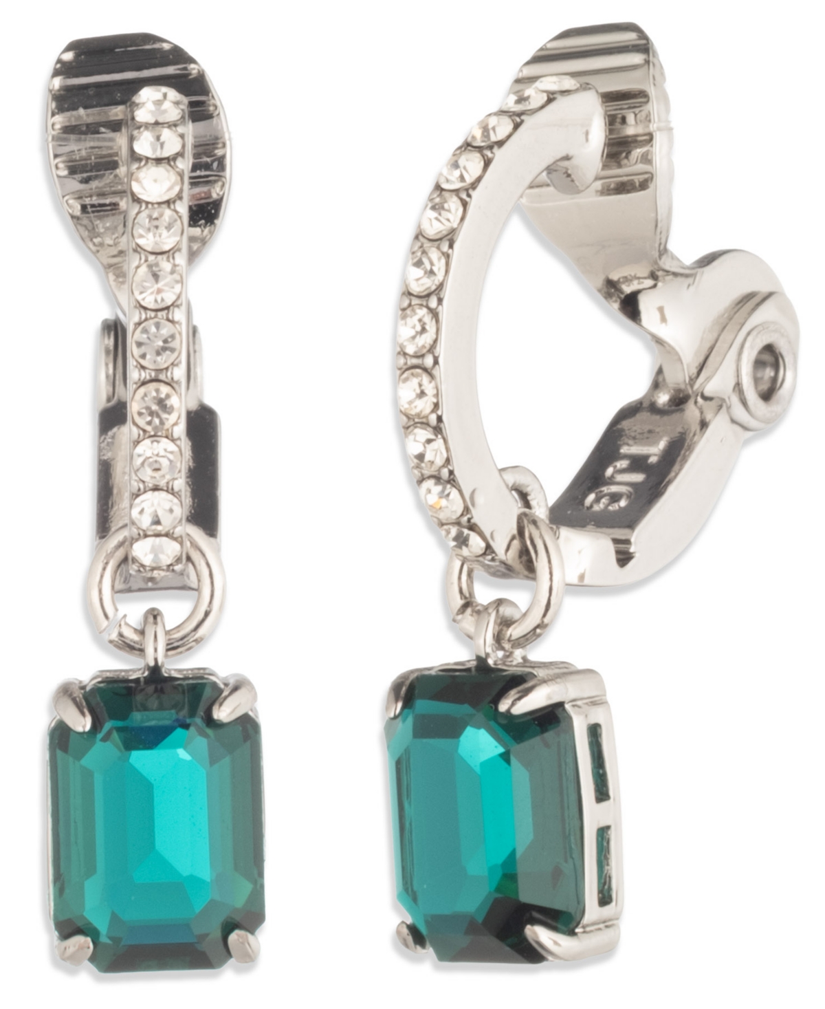 Ralph Lauren Glass Stone Silver-tone Drop Hoop Earrings (also In Gold-tone) In Multi